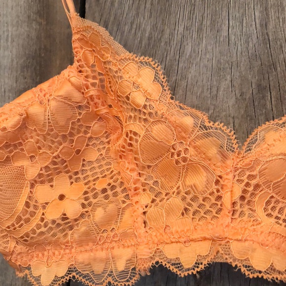 Anemone Allover Lace Mesh Lightly Lined Bra in Peachy Orange Size S/M - Picture 3 of 11